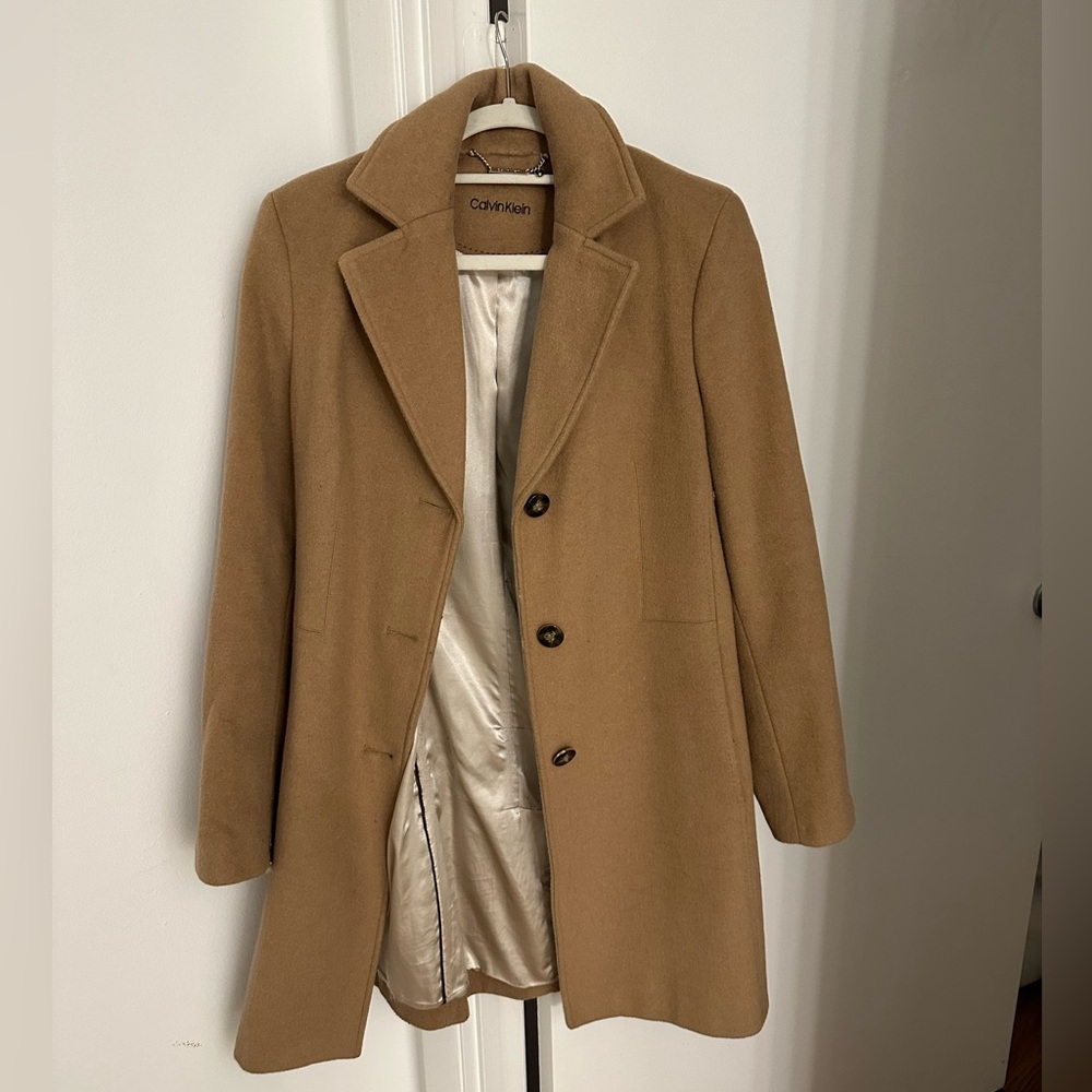 Camel Calvin Klein pea coat